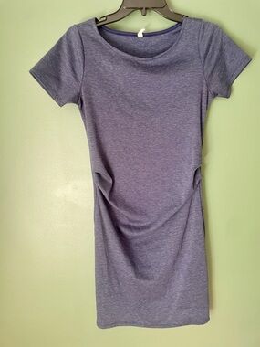 S Maternity Pink Blush Fitted Blue Dress